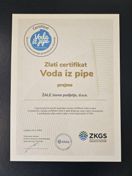 Certifikat Voda iz pipe